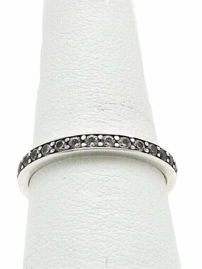New Silver Minimalist Tiny White Sapphire Boho Band Ring